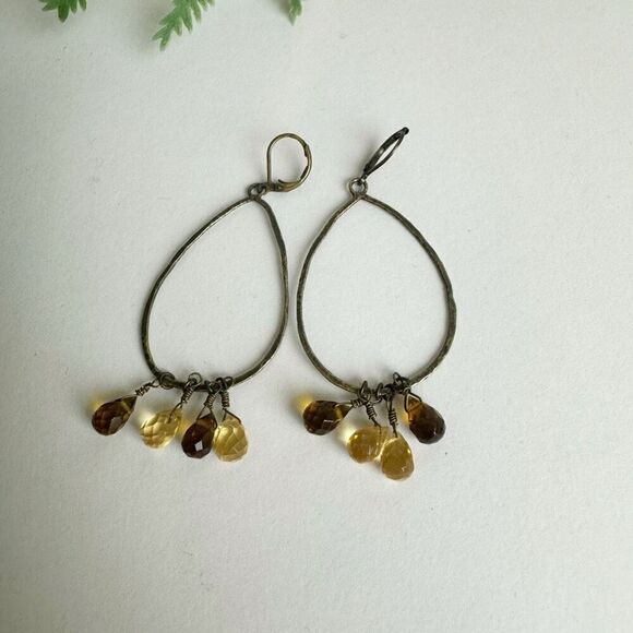 ANTHROPOLOGIE earrings | Delicate amber hue stone drops - Picture 4 of 7